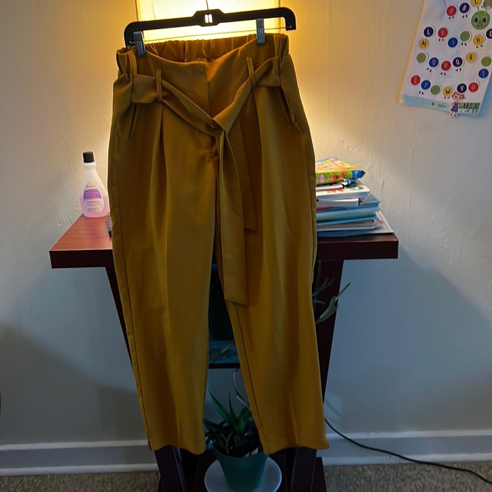 Dress pants, Mustard Yellow, tie in the front.